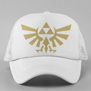NEW Legend of Zelda Royal Crest Logo Foam Trucker Mesh Snapback WHITE